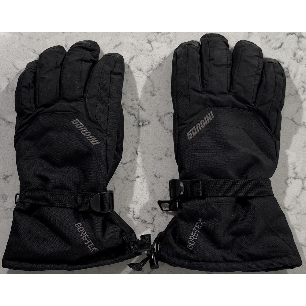 Gordini Gore Gauntlet Gloves Mens M Black Leather Palm GORE-TEX Winter 4G1029